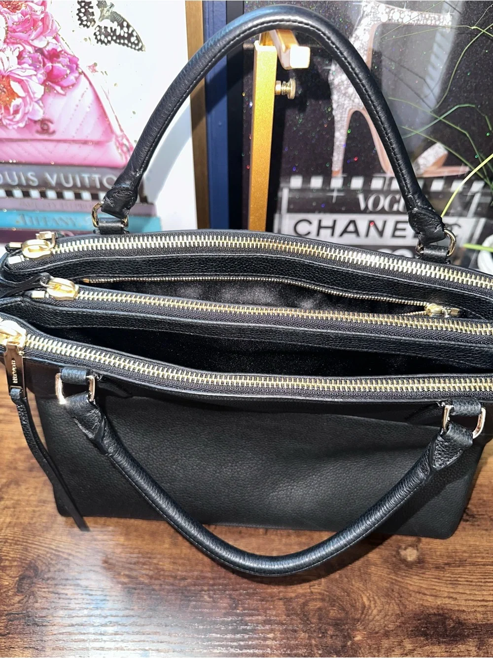 2014 Coach Borough Bag featuring gold-tone hardware and signature zipper pulls.
